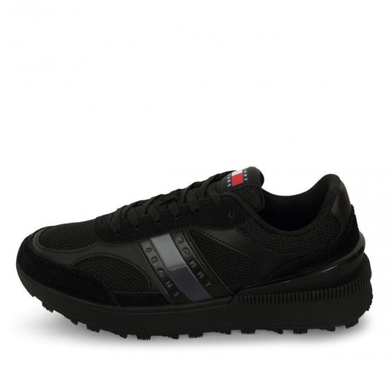 2000689901 Ανδρικό αθλητικό tommy hilfiger jeans sneakers δετό μαύρο