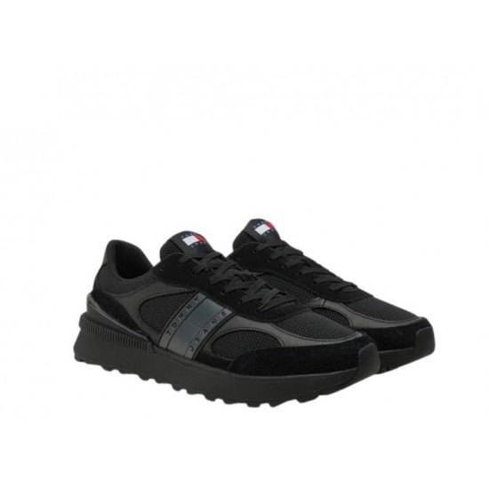 2000689901 Ανδρικό αθλητικό tommy hilfiger jeans sneakers δετό μαύρο