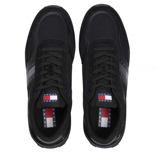 2000689901 Ανδρικό αθλητικό tommy hilfiger jeans sneakers δετό μαύρο