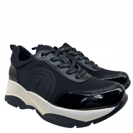 3000000301 Γυναικείο αθλητικό sneakers δετό μαύρο/λευκό