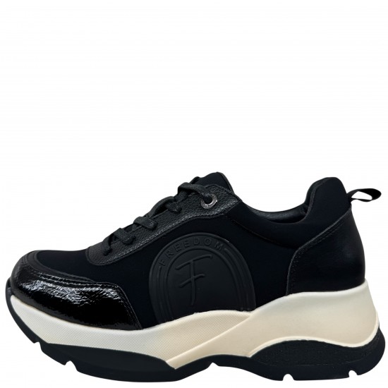 3000000301 Γυναικείο αθλητικό sneakers δετό μαύρο/λευκό