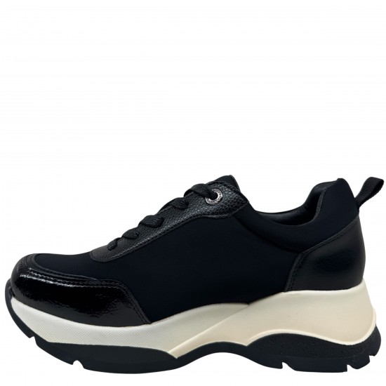 3000000301 Γυναικείο αθλητικό sneakers δετό μαύρο/λευκό
