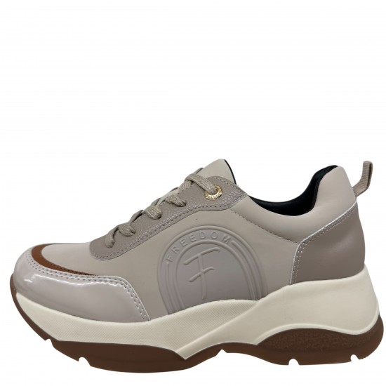 3000000302 Γυναικείο αθλητικό sneakers δετό μπέζ