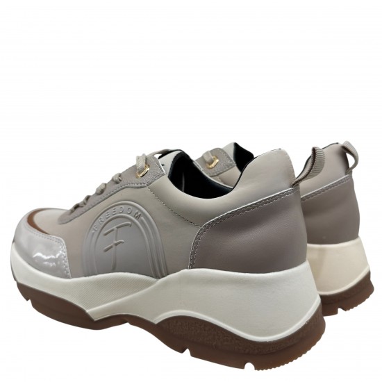 3000000302 Γυναικείο αθλητικό sneakers δετό μπέζ