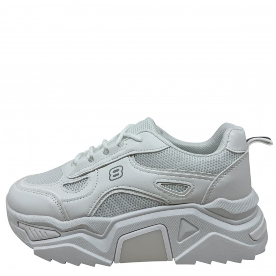 3000000501 Γυναικείο αθλητικό sneakers δετό λευκό