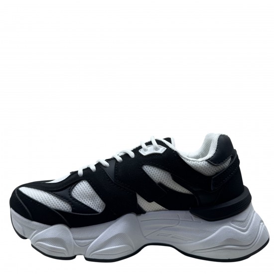 3000000801 Γυναικείο αθλητικό sneakers δετό μαύρο/λευκό