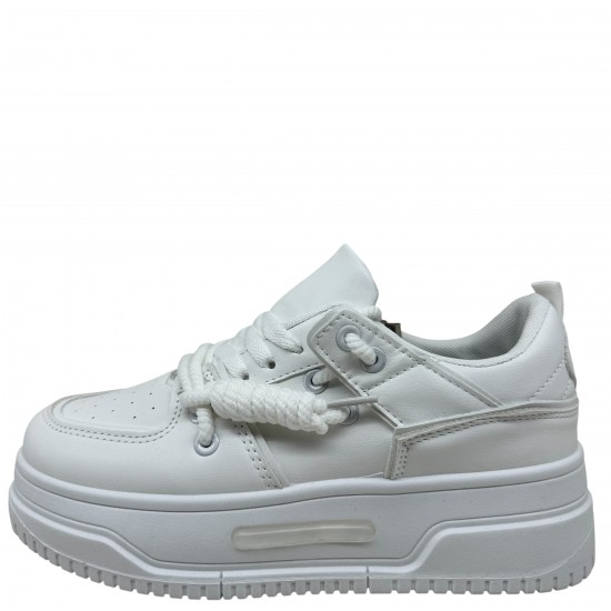 3000001001 Γυναικείο αθλητικό sneakers δετό λευκό