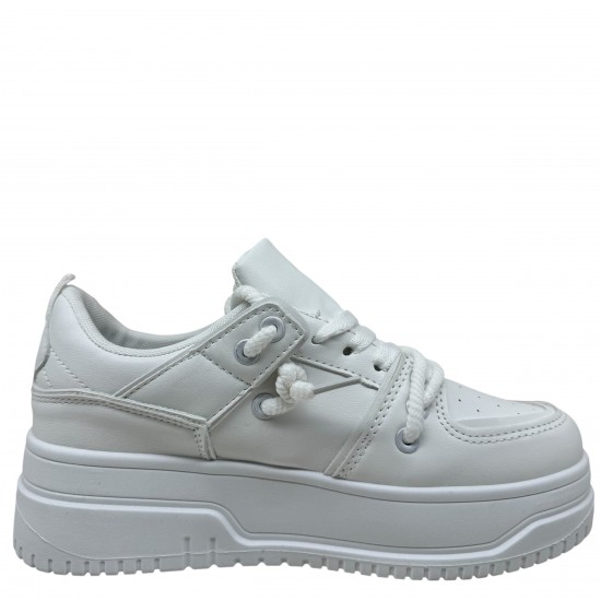 3000001001 Γυναικείο αθλητικό sneakers δετό λευκό