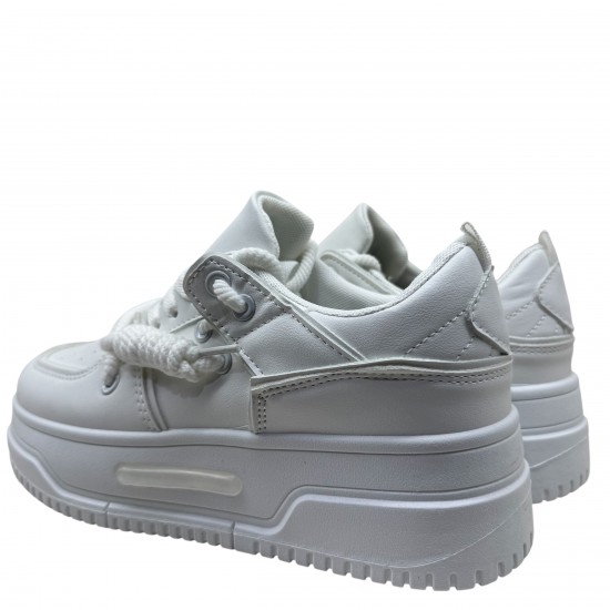 3000001001 Γυναικείο αθλητικό sneakers δετό λευκό