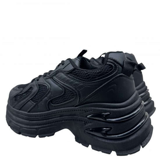 3000001101 Γυναικείο αθλητικό sneakers δετό μαύρο
