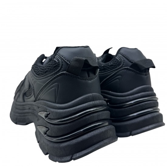 3000001101 Γυναικείο αθλητικό sneakers δετό μαύρο