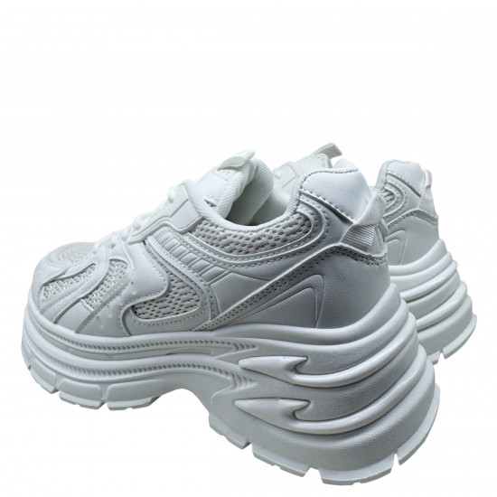 3000001102 Γυναικείο αθλητικό sneakers δετό λευκό
