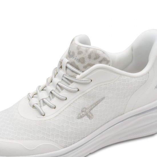 3000004201 Γυναικείο sneakers δετό λευκό/ασημί
