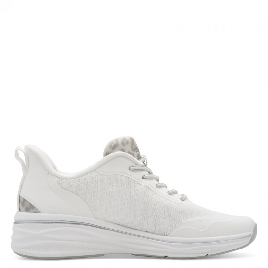 3000004201 Γυναικείο sneakers δετό λευκό/ασημί